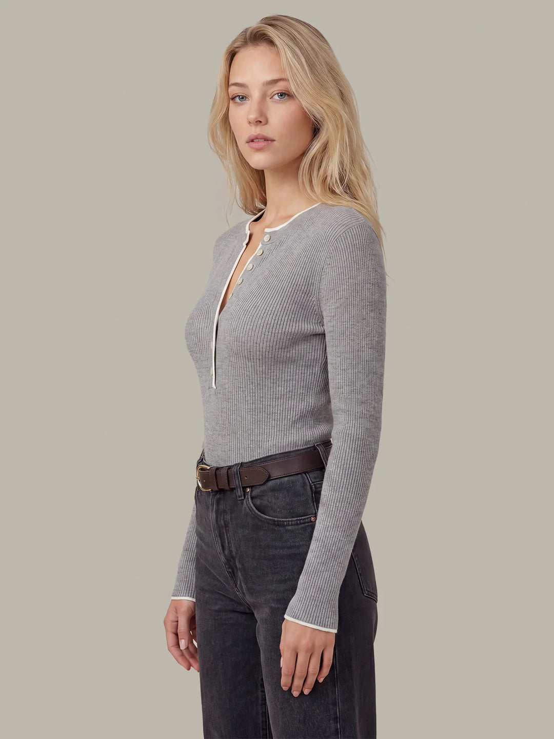 EMMELINE RIB LAYERED HENLEY