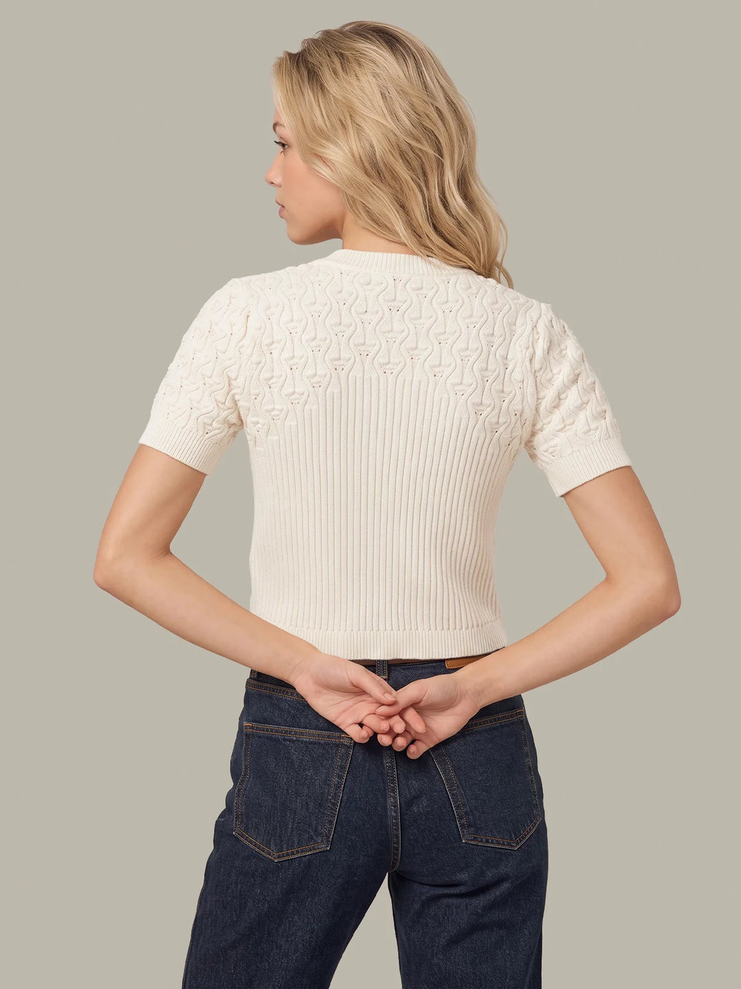 CICI BOBBLE KNIT SHORT SLEEVE CARDIGAN