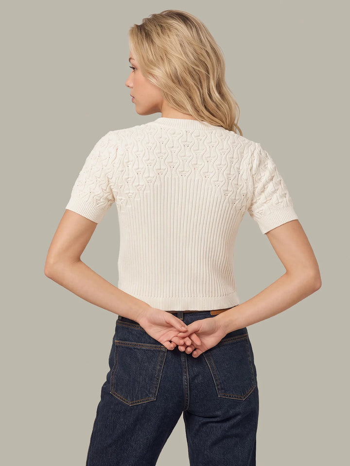 CICI BOBBLE KNIT SHORT SLEEVE CARDIGAN