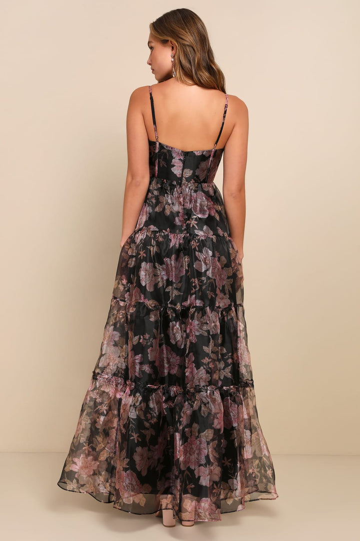 CALISSA TIERED ORGANZA MAXI DRESS