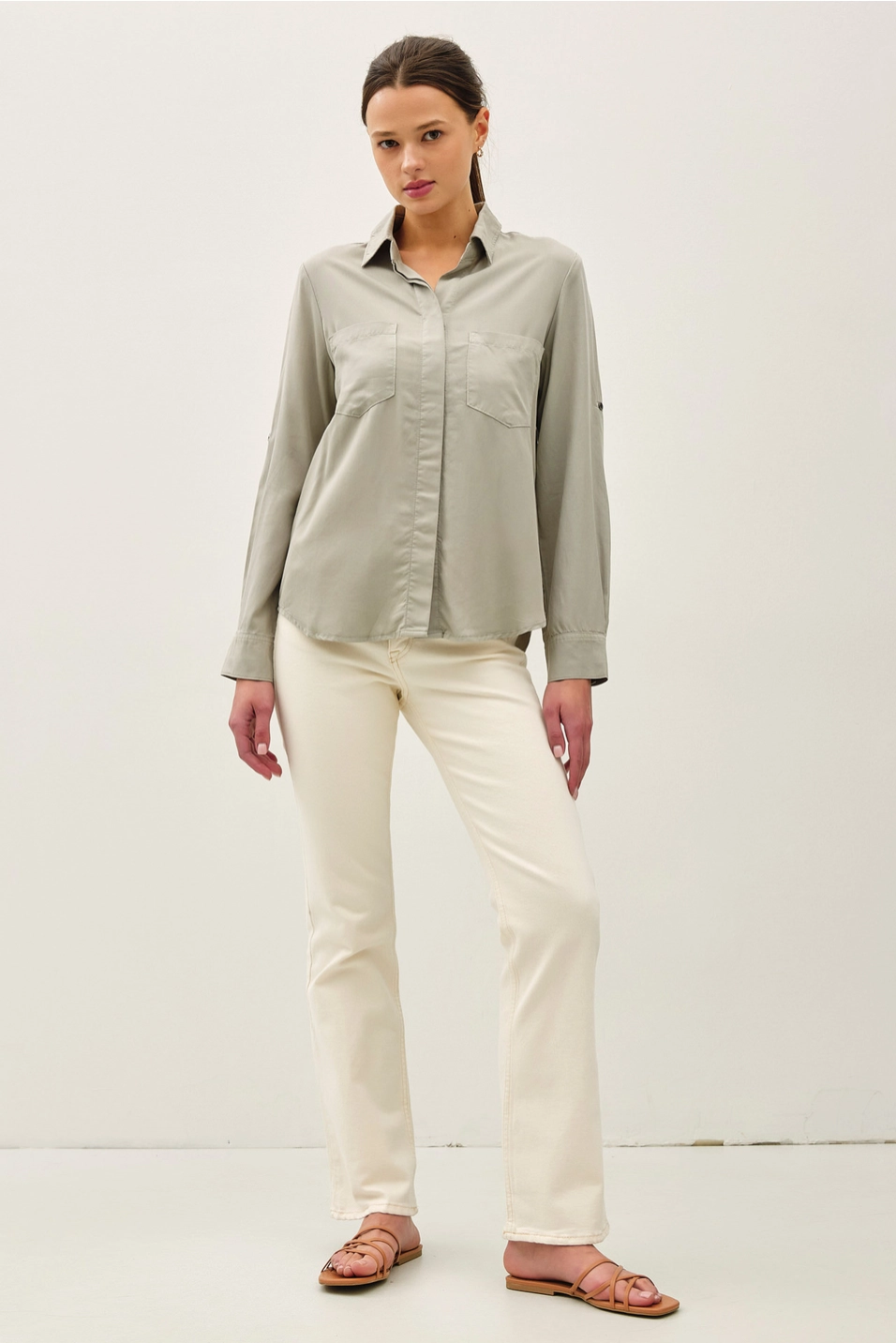 TENCEL ROLLED CUFF SHIRT