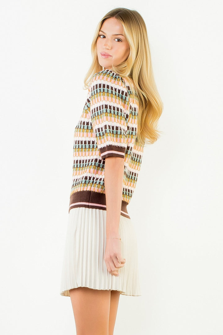 MULTI COLOR STRIPED KNIT TOP