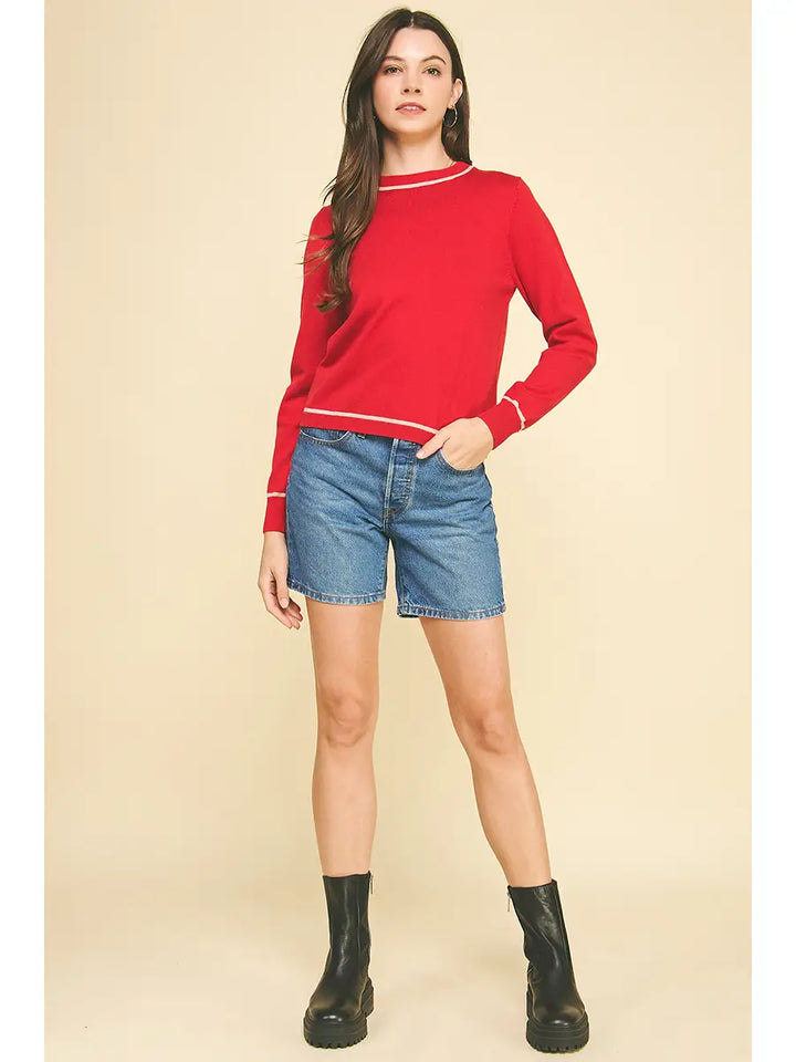 STRIPED DETAIL KNIT SWEATER