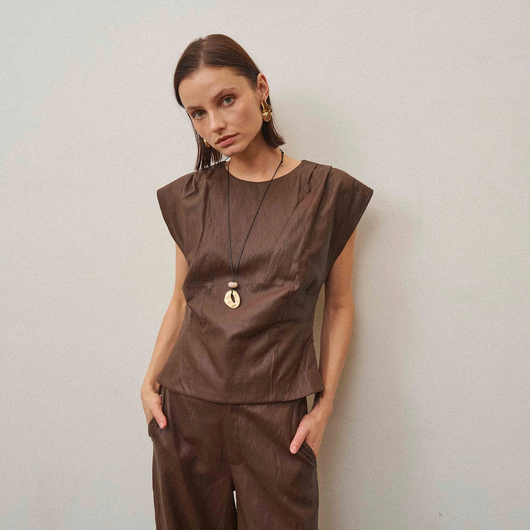 VEGAN LEATHER TOP &amp; PANTS SET