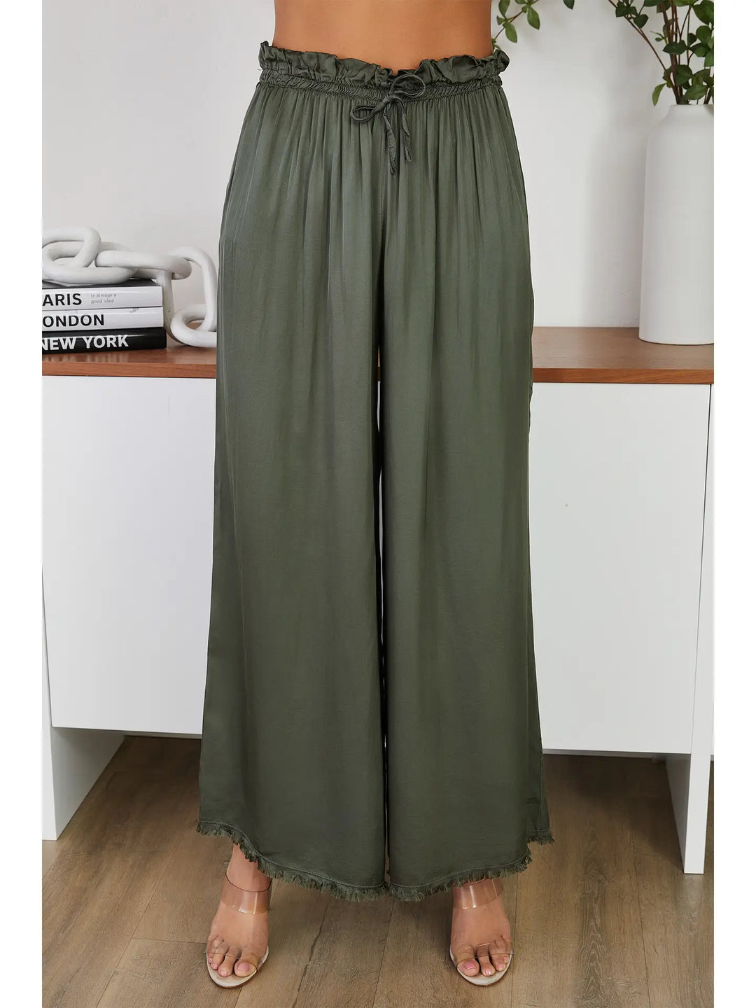 VISCOSE DRAWSTRING WAIST PALAZZO PANT