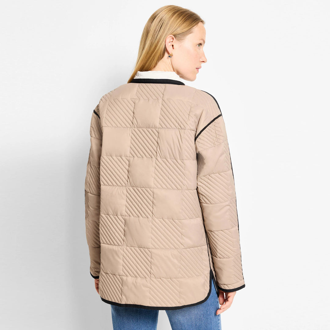 QUILTED CHECK REVERSIBLE BARN COAT