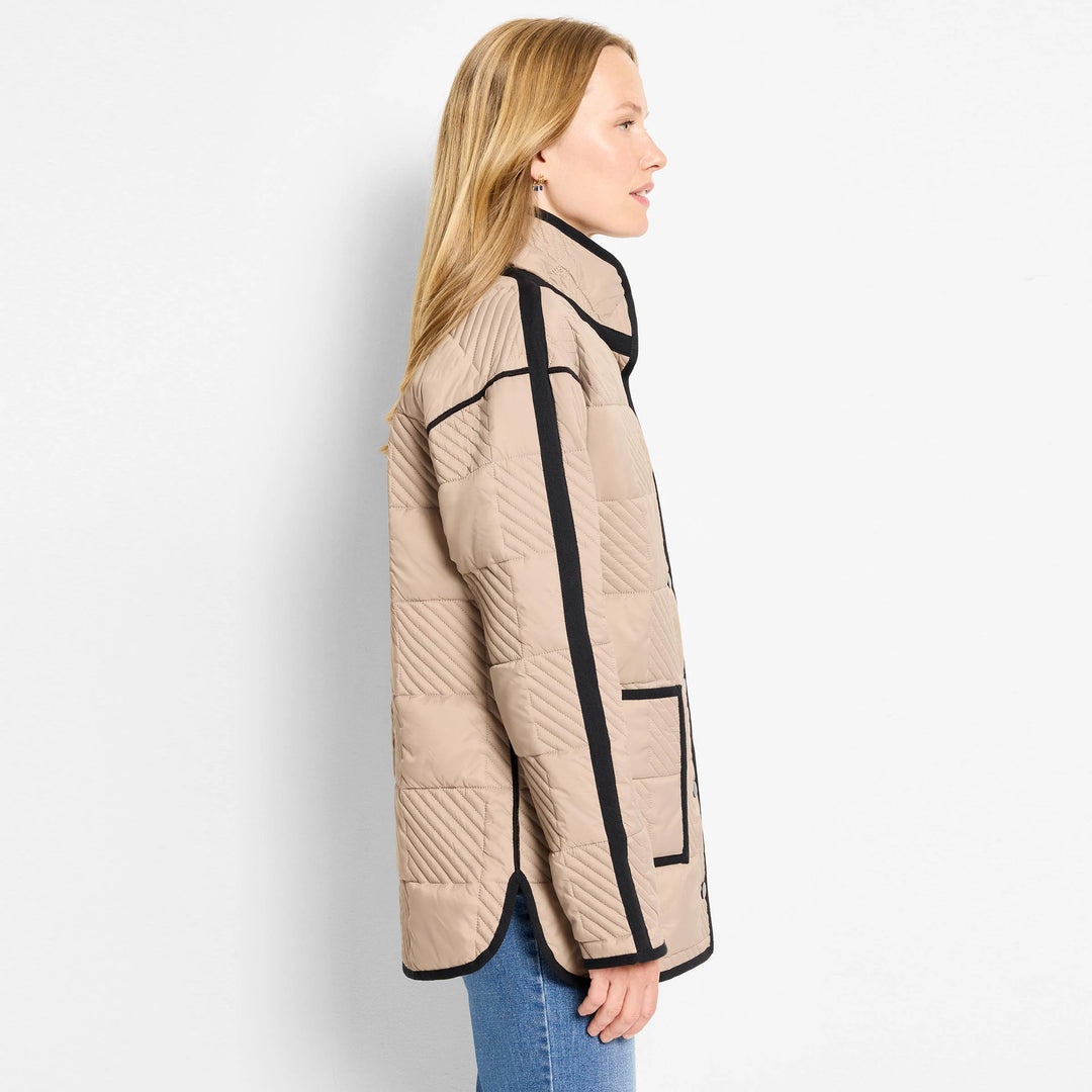 QUILTED CHECK REVERSIBLE BARN COAT