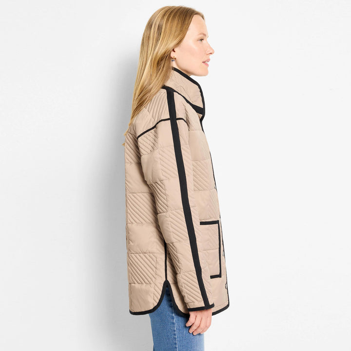 QUILTED CHECK REVERSIBLE BARN COAT