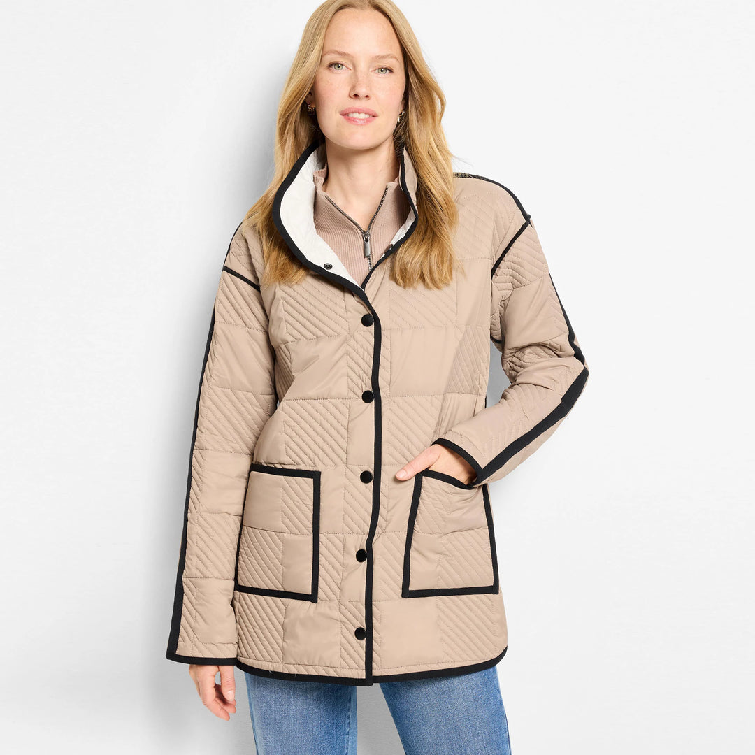 QUILTED CHECK REVERSIBLE BARN COAT