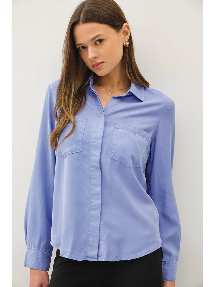 TENCEL ROLLED CUFF SHIRT