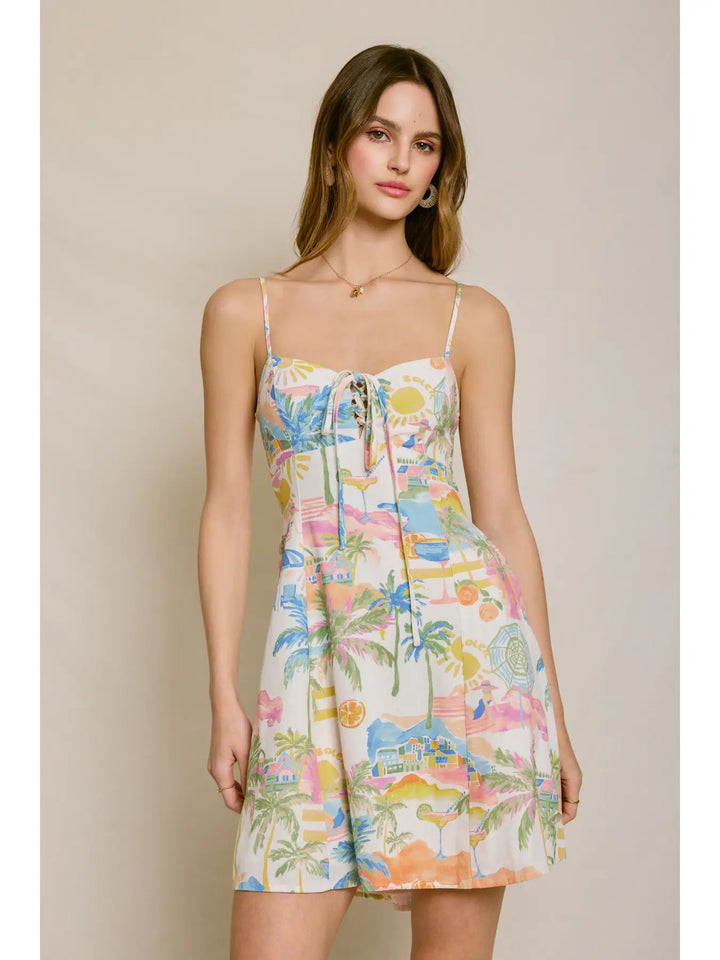 SUMMER SOMEWHERE CUTOUT DETAIL MINI DRESS
