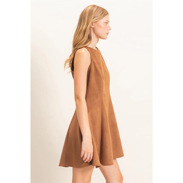 SLEEVELESS SUEDE MINI DRESS