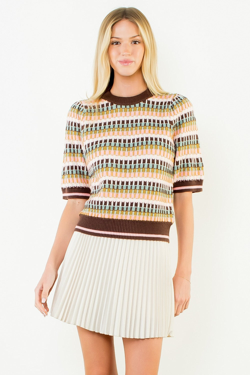 MULTI COLOR STRIPED KNIT TOP