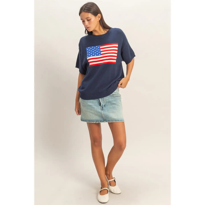 AMERICAN FLAG KNIT TOP