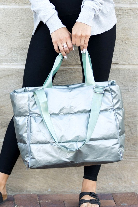 Metallic Puffer Tote | Copper Penny