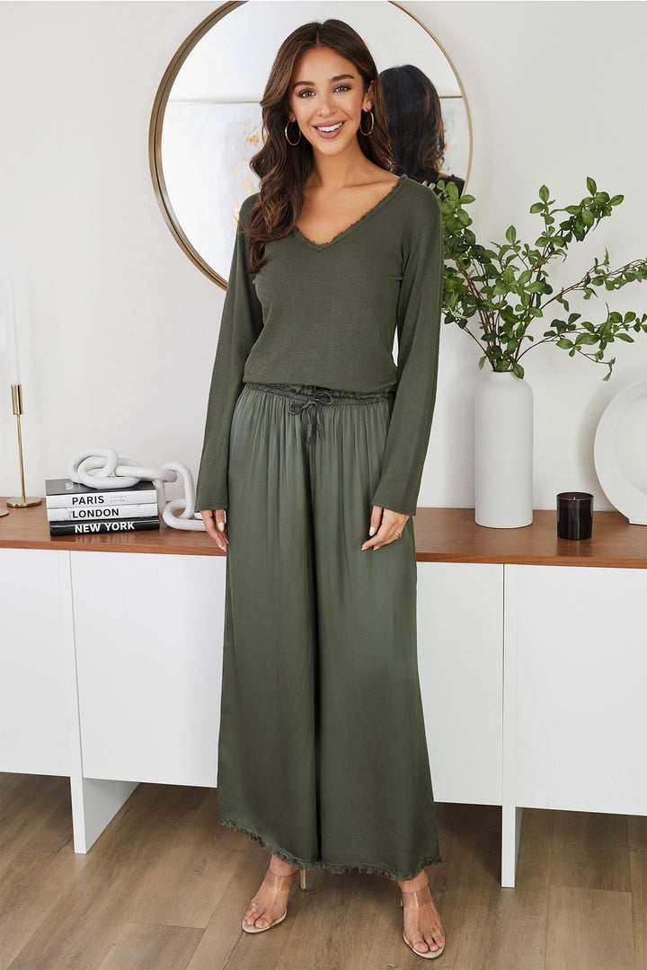 VISCOSE DRAWSTRING WAIST PALAZZO PANT