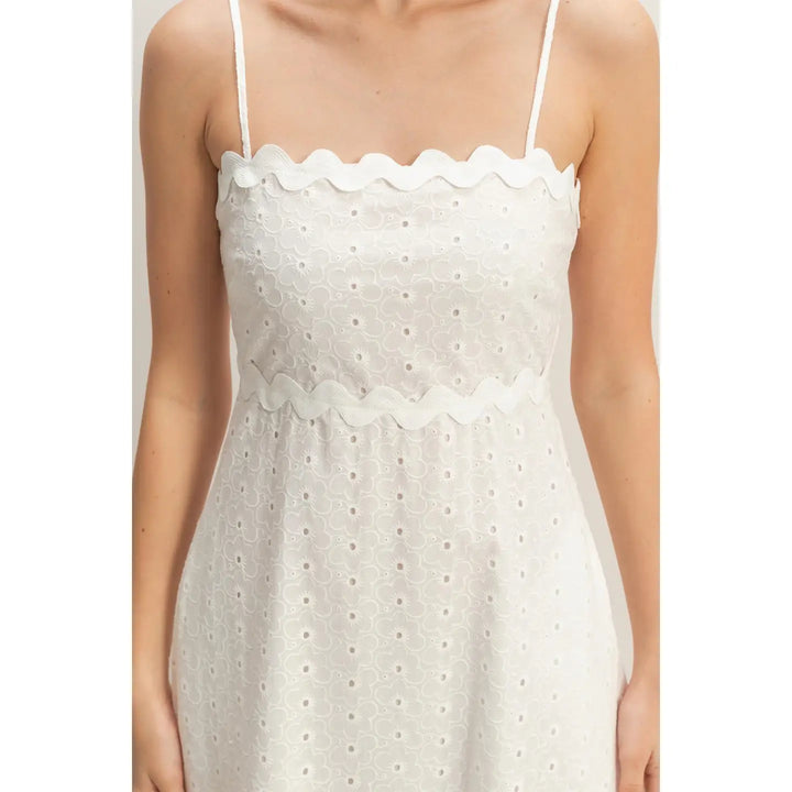 SCALLOP TRIM EYELET MIDI DRESS – Copper Penny