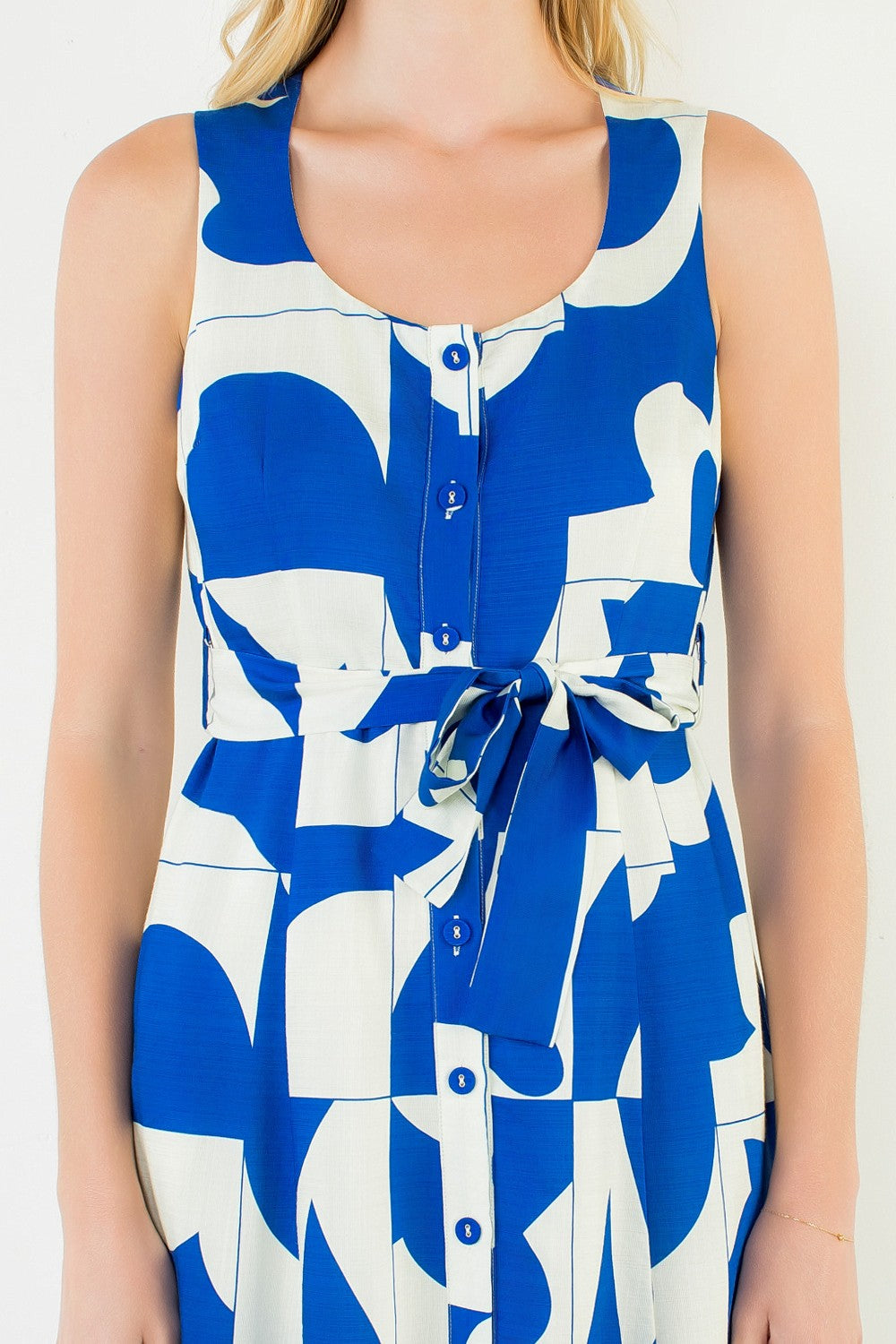GEOMETRIC DRESS WITH TIE WAIST