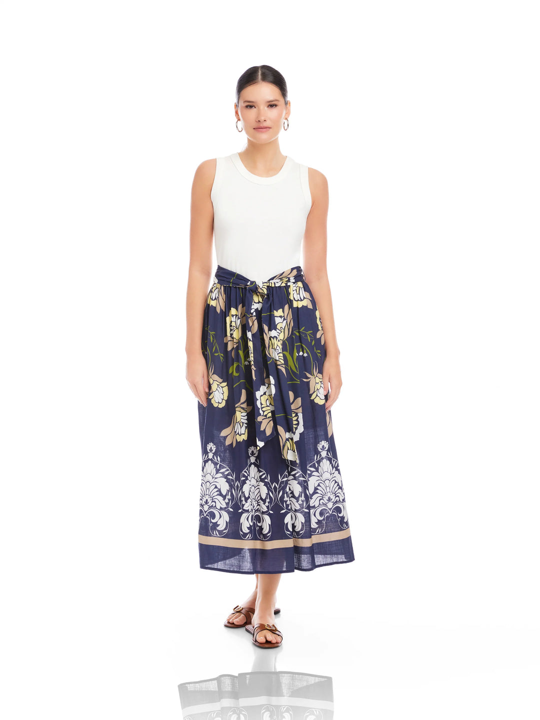 SELINE CONTRAST MIDI DRESS