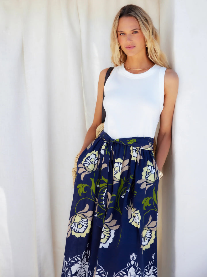 SELINE CONTRAST MIDI DRESS