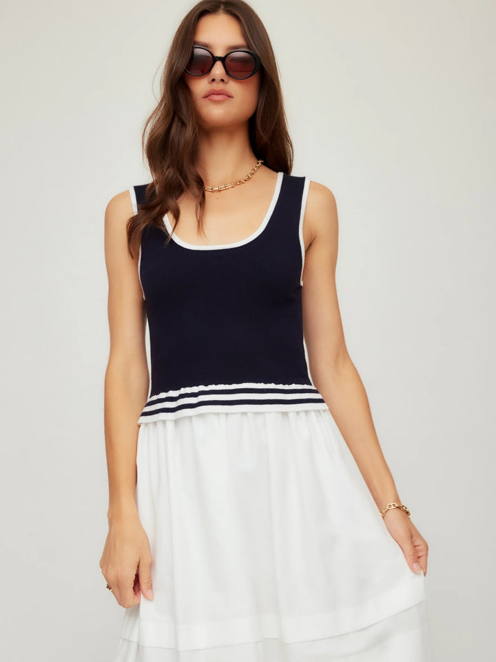 THEA CONTRAST MIDI DRESS