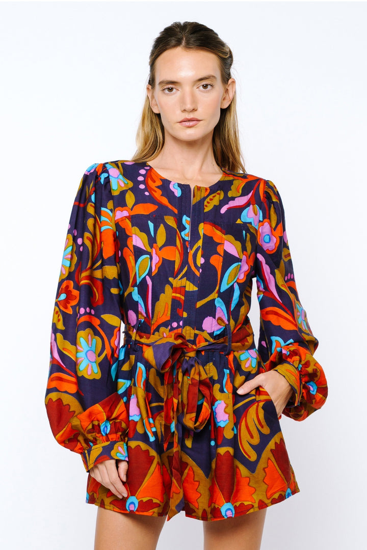 SOPHIE BELTED LONG SLEEVE ROMPER