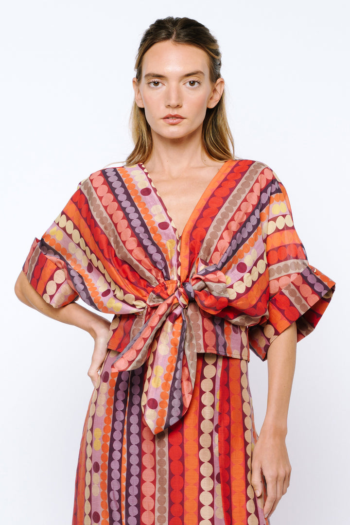 CLARISA TIE FRONT BLOUSE