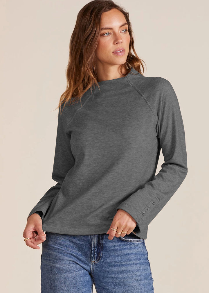 RAGLAN MOCK NECK BUTTON SLEEVE