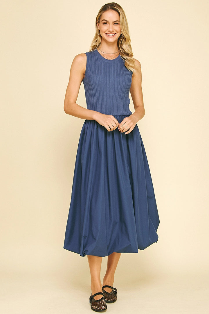 BUBBLE HEM MIDI DRESS