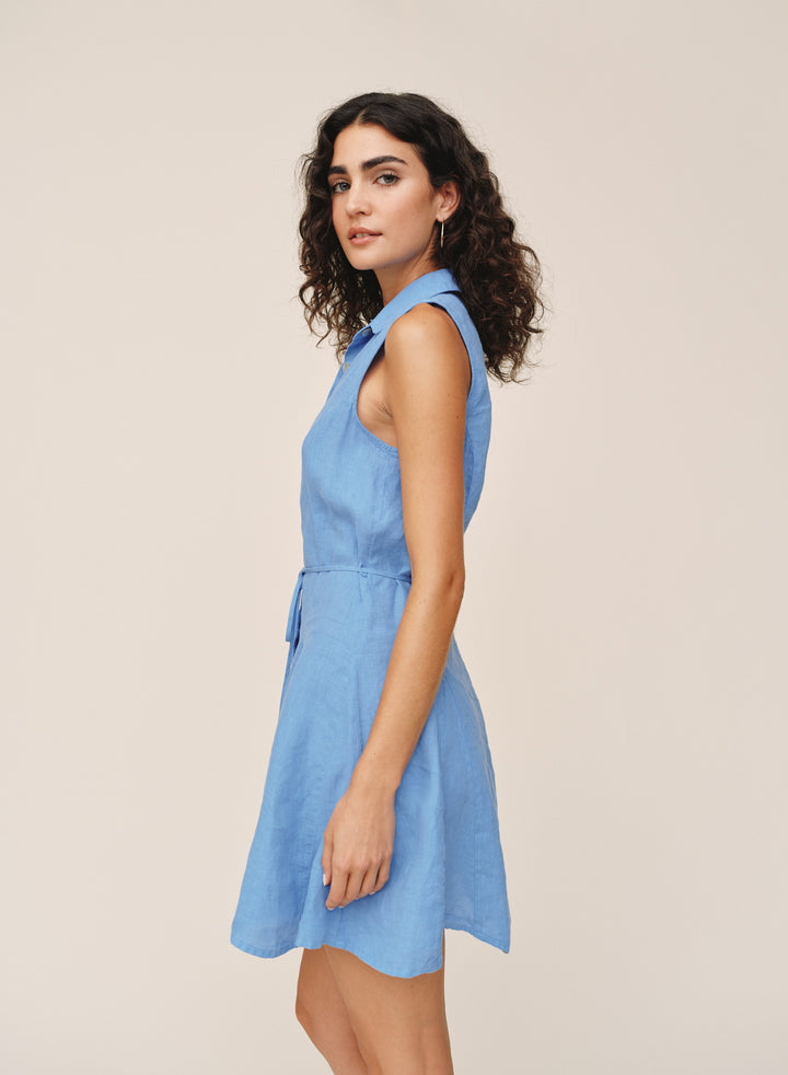 B6789-331-302 - SLEEVELESS SEAMED SHIRT DRESS