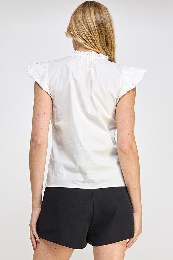 BORDER EMBROIDERY FRILL TOP