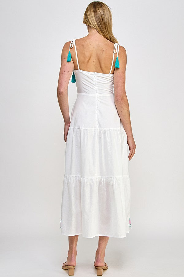 BORDER EMBROIDERED MAXI DRESS