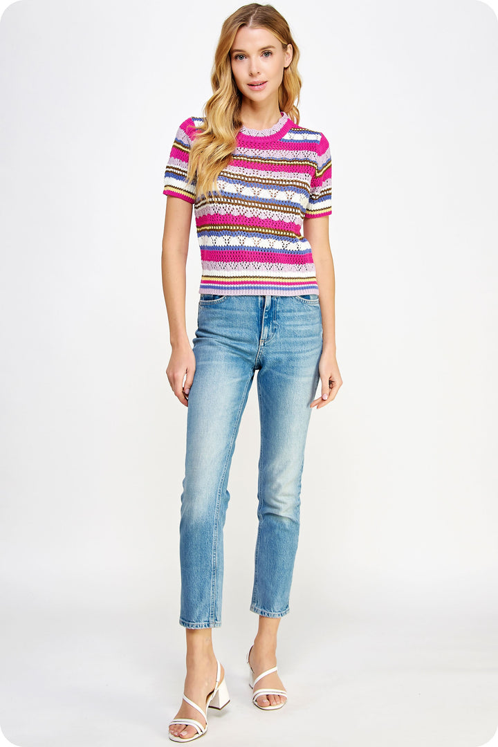 MULTI STRIPE KNIT TOP