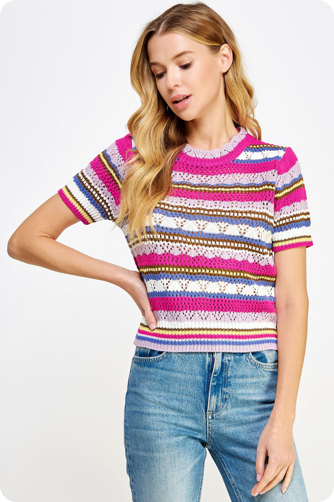 MULTI STRIPE KNIT TOP