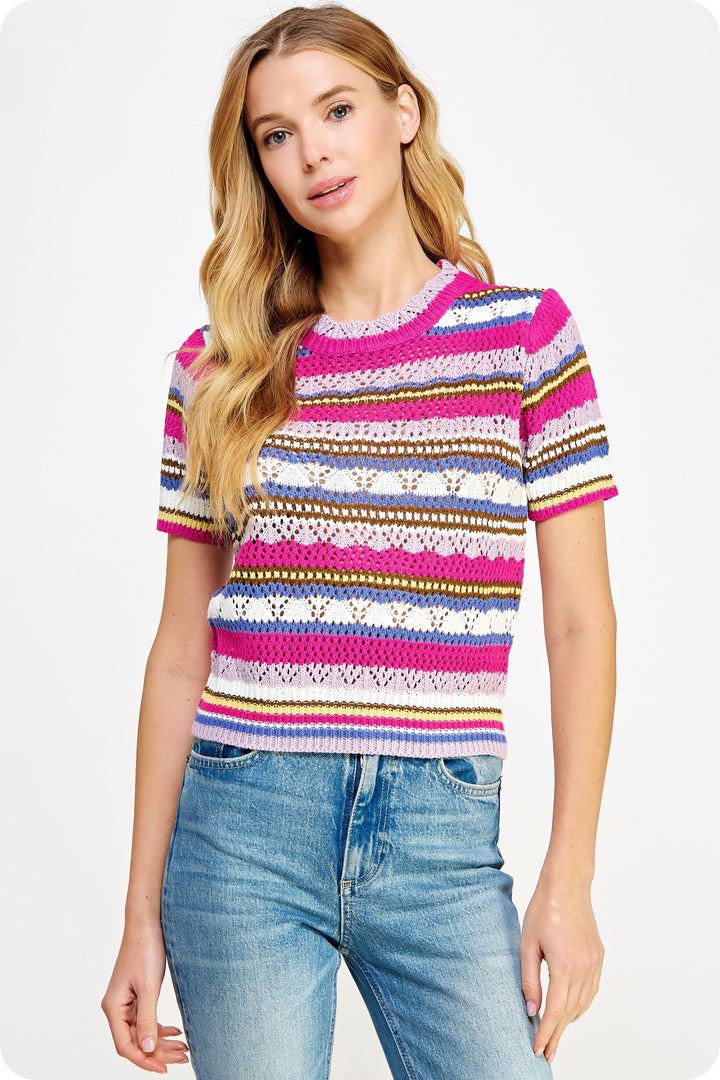 MULTI STRIPE KNIT TOP