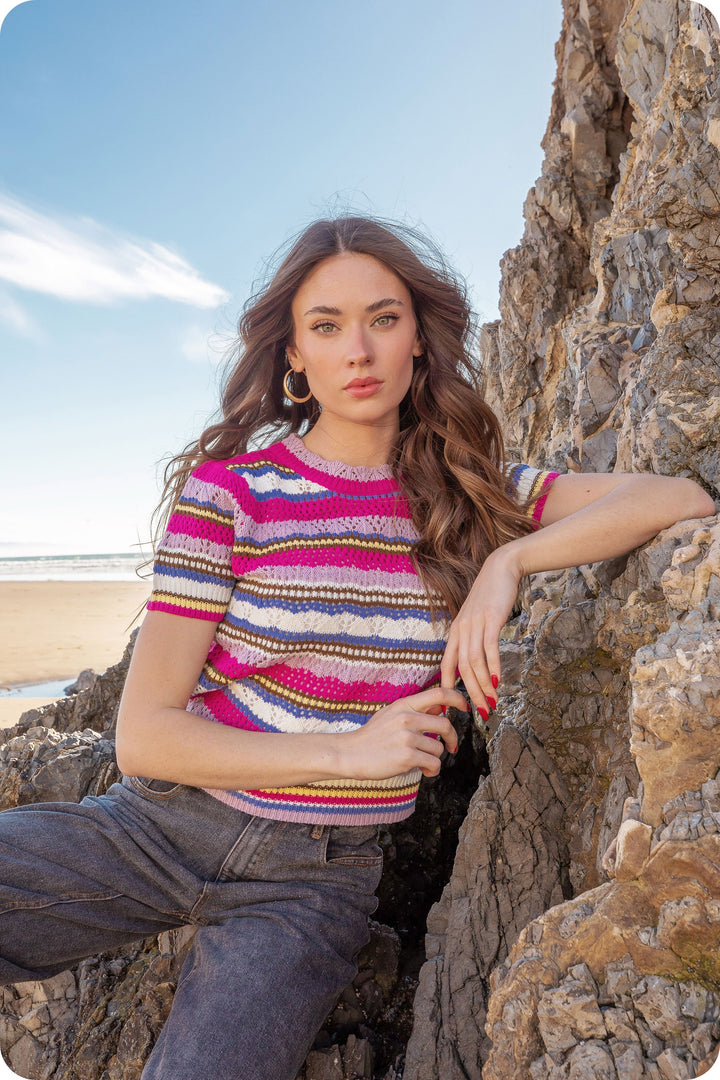 MULTI STRIPE KNIT TOP
