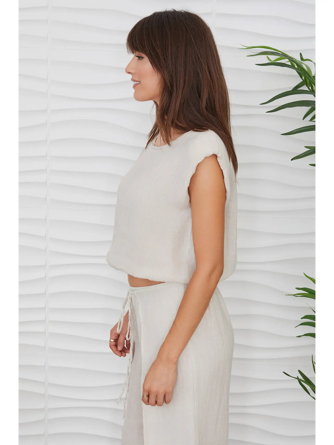 LINEN CROPPED BLOUSON TOP