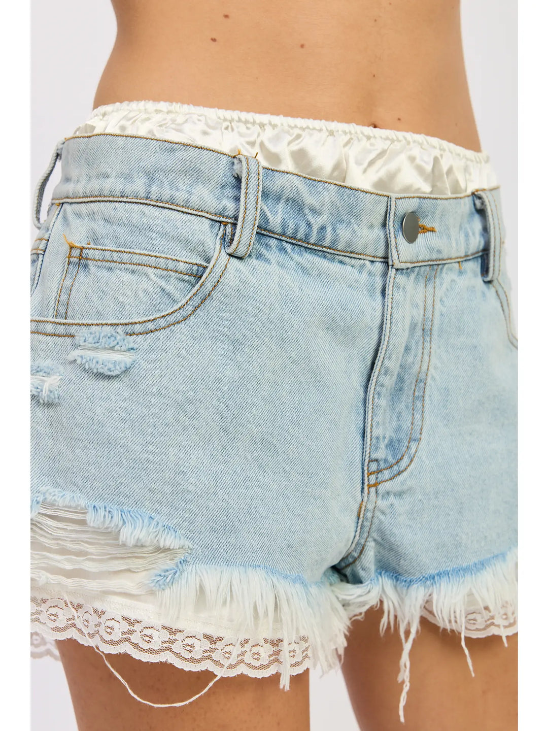 MIX MEDIA DENIM SHORTS