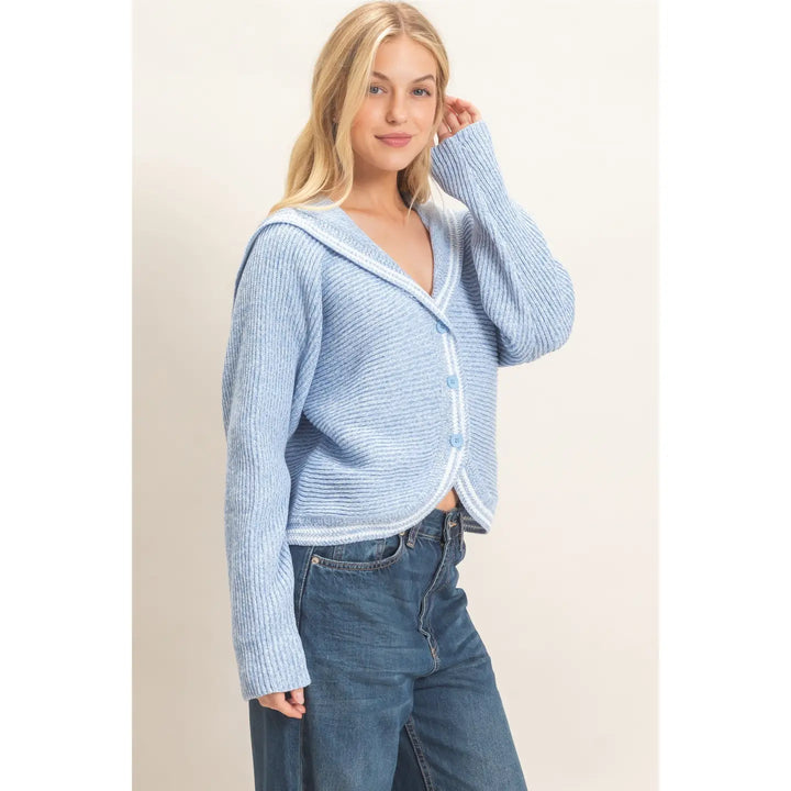 RIBBED BUTTON-UP CARDIGAN