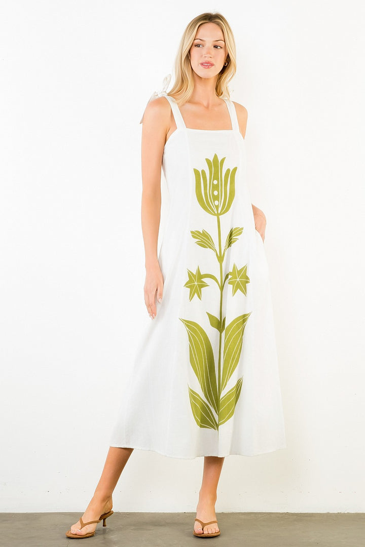 TIE STRAP MIDI DRESS