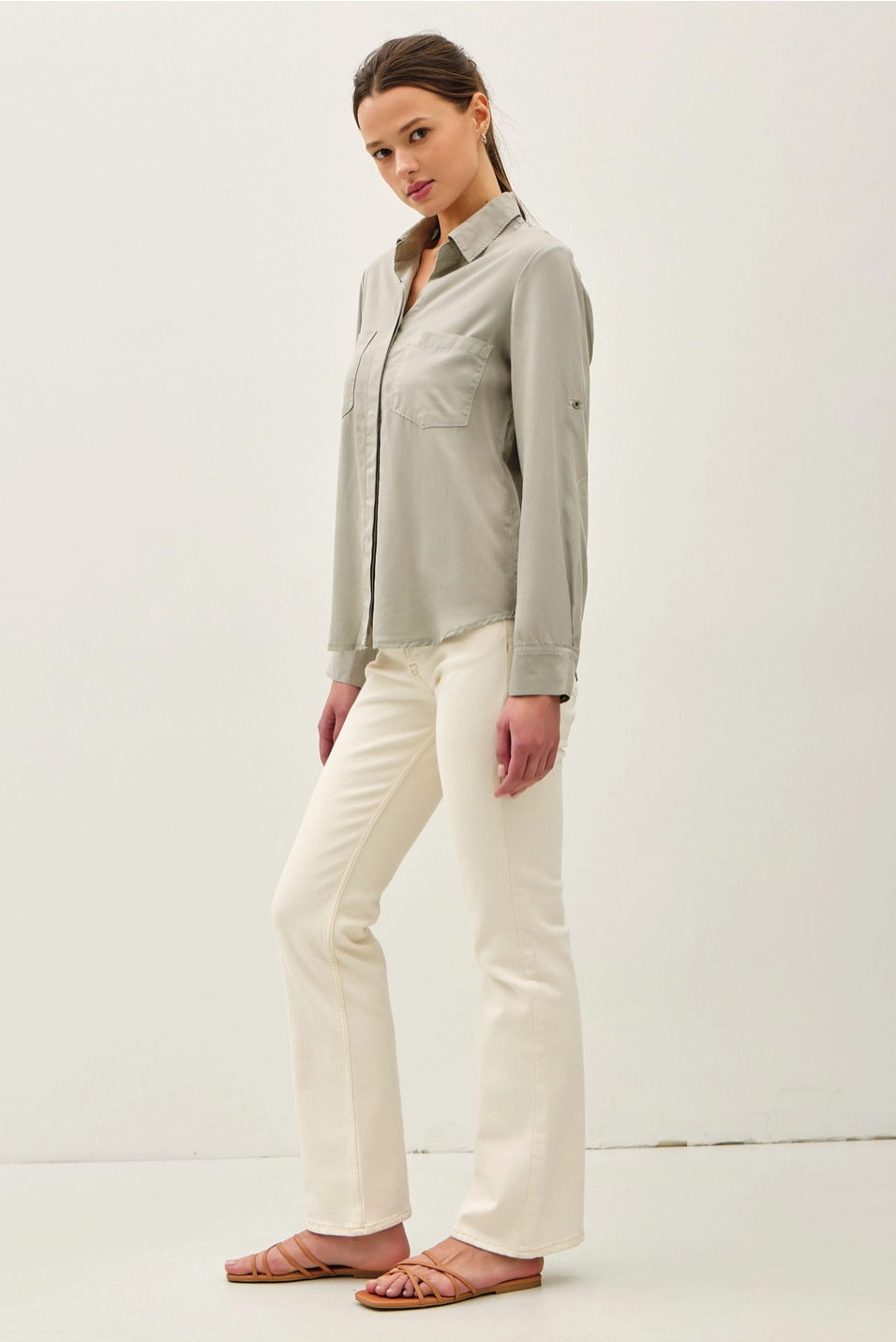 TENCEL ROLLED CUFF SHIRT