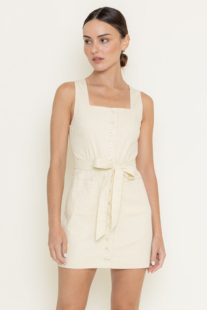 SQUARE NECK SLEEVELESS MINI DRESS