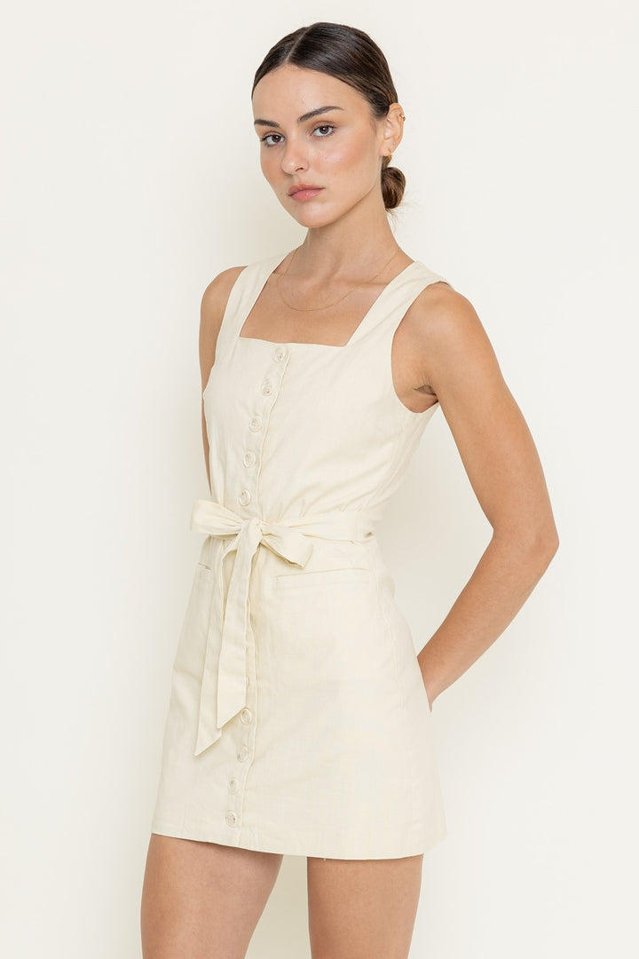 SQUARE NECK SLEEVELESS MINI DRESS