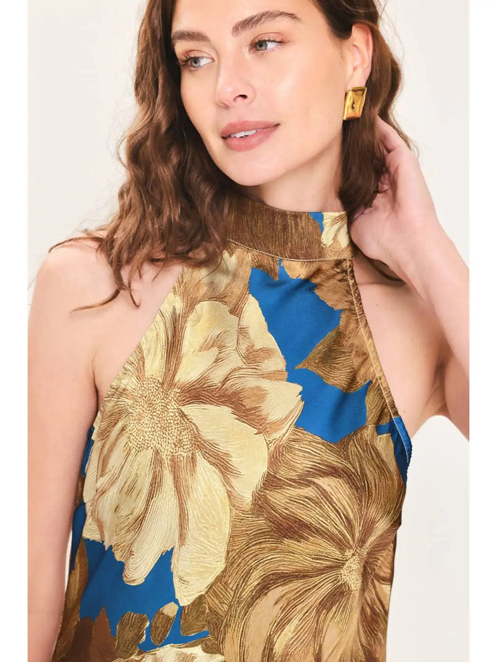 HALTER NECK FLORAL MAXI DRESS