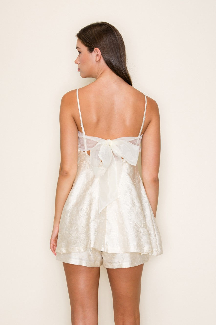 SOFT JACQUARD BOW BACK ROMPER
