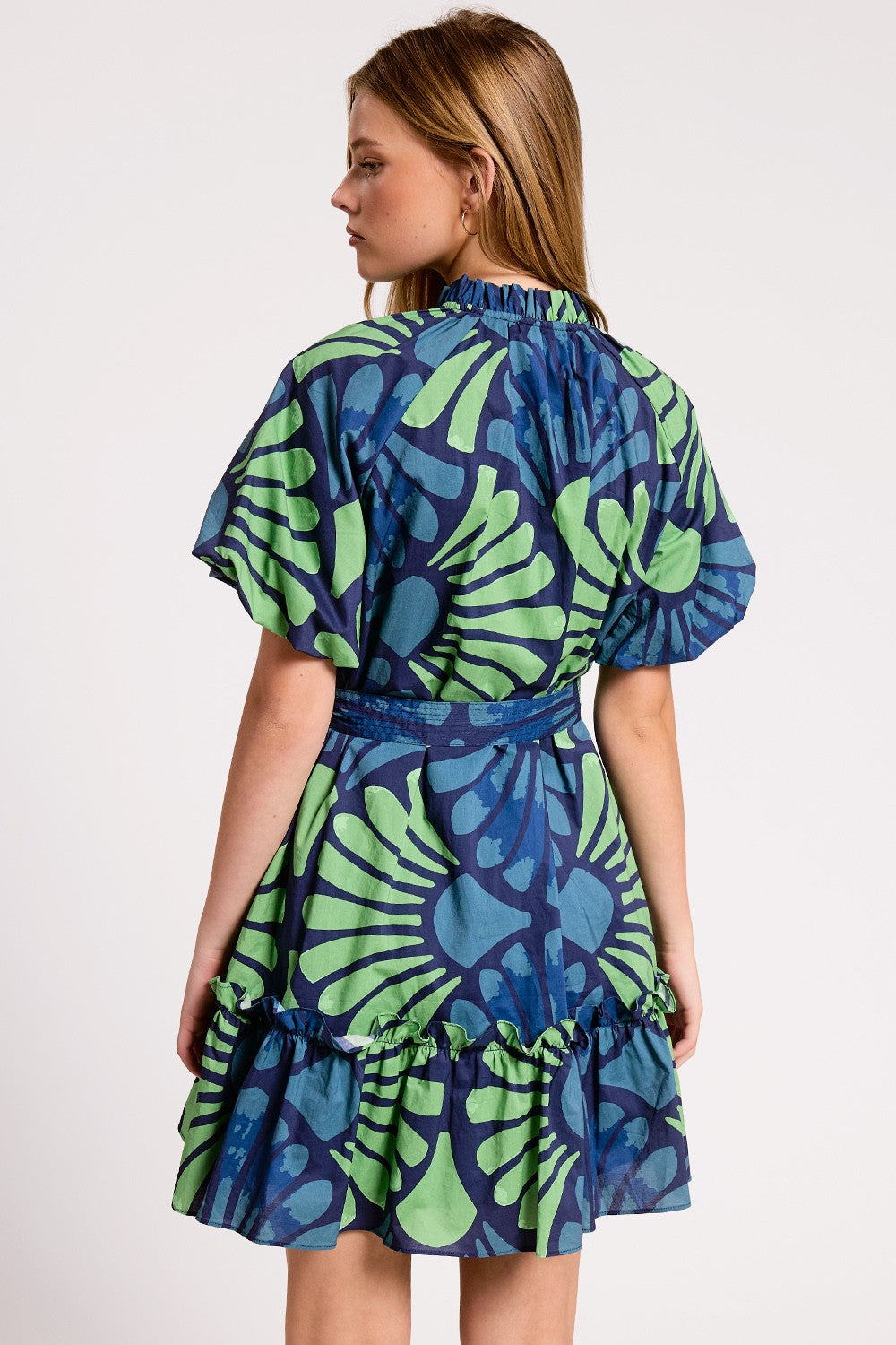 VINTAGE BOTANICA PUFF SLEEVE MINI DRESS