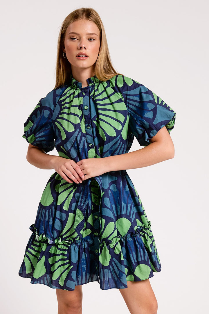 VINTAGE BOTANICA PUFF SLEEVE MINI DRESS