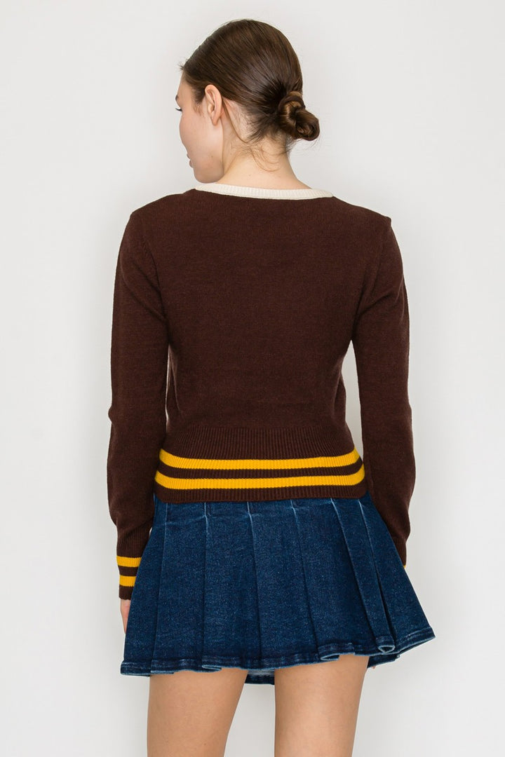 V NECK CROPPED SWEATER TOP