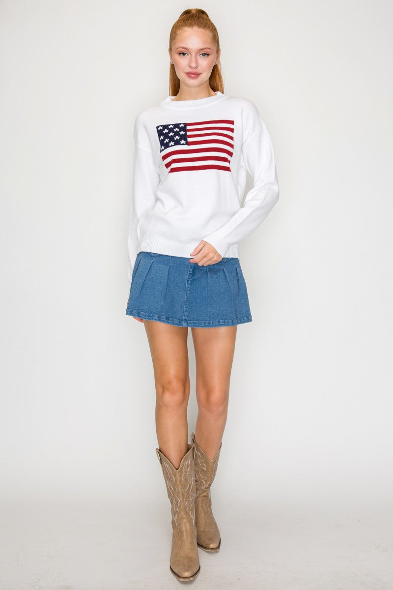 AMERICAN FLAG SWEATER TOP