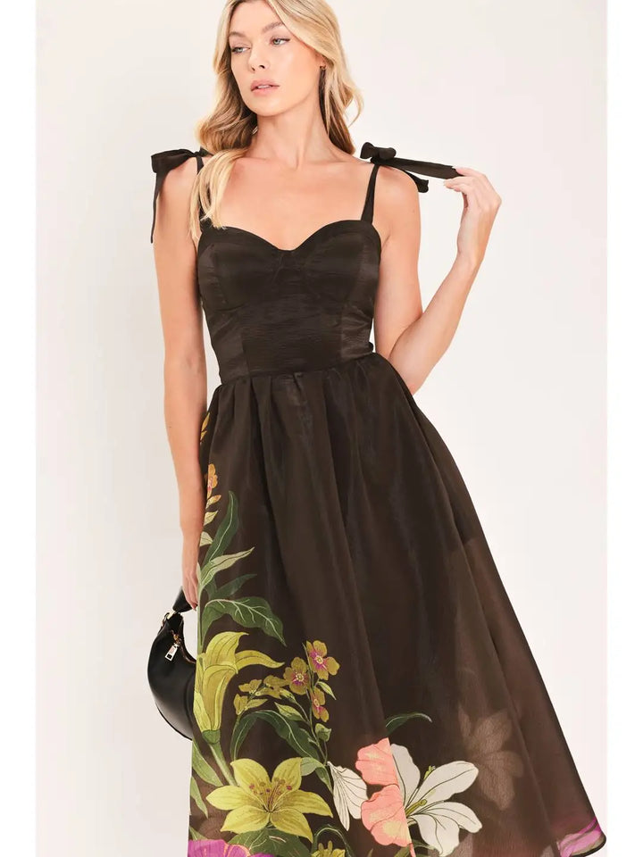 PRINTED WOVEN MIDI DRESS